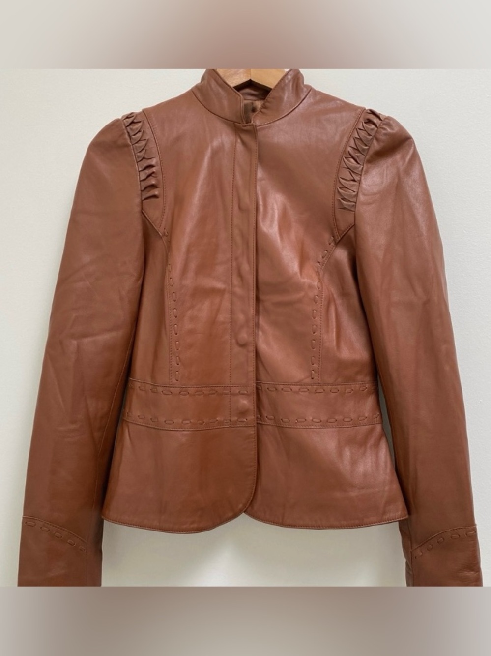 Sandra Angelozz Tan Leather Jacket